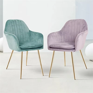 <span class=keywords><strong>Sillón</strong></span> Moderno y Confortable RPLS3126 con Patas de Metal Dorado, Silla Lateral de Terciopelo Beige para Sala de Estar, Comedor, con Cojín - Product Image 3