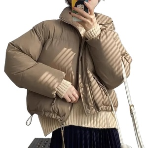 แจ็กเก็ตลำลองทรงหลวมสำหรับผู้หญิง, เสื้อโค้ทขนปลาปักเป้าให้ความอบอุ่นเนื้อผ้าฝ้ายบุนวมระบายอากาศได้ดีสำหรับฤดูใบไม้ร่วงและฤดูหนาว - Product Image 1