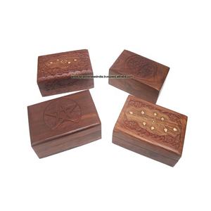 Boîte de rangement en bois fabriquée à la main et incrustation en laiton, boîte de rangement rectangulaire pour bibelots, bijoux et souvenirs - Product Image 1