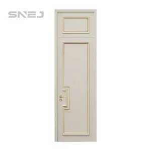 PVC木製ドア室内スイング木製ドアセット防水最新新デザイン額縁アクセサリーハンドル