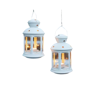 Farol de Hierro Blanco de Diseño con Recortes Florales para Decoración del Hogar, Portavelas Duradero, Centro de Mesa, Farol de Diseño Moderno - Product Image 3