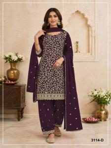 Traje Semi-Solucionado Dhwaja Export Fox Georgette con Bordado y Trabajo de Codificación, Estilo Moderno para Bodas y Fiestas - Product Image 1