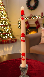 Bougie conique en cire de soja et de paraffine peinte à la main, parfum floral, sans fumée, avec motif bonhomme de neige pour décorations de Noël - Product Image 3