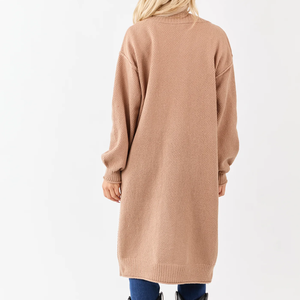 เสื้อคลุมคาร์ดิแกนไหมพรมเนื้อนุ่มแบบหนา  ผ้าวูล/แคชเมียร์  ทรงยาว  โอเวอร์ไซส์  มีกระเป๋าปะ  สำหรับใส่ซ้อนกัน  ลายทอแบบ Winter Latte - Product Image 4