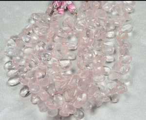 Cuentas de Cuarzo Rosa Natural Facetadas en Forma de Pera, Color Rosa Claro, Certificadas por IGI, para Fabricación de Joyería, Proveedor Mayorista, Venta al Por Mayor B2B - Product Image 1