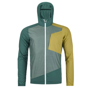 Chaqueta Cortavientos con Capucha para Hombre, Diseño Color Block, Cierre Frontal con Cremallera, Exterior de Poliéster, Estilo Casual para Otoño, Corte Ajustado - Product Image 1