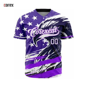 Maillot de baseball Corexent pour homme, imprimé sublimation, polyester respirant, manches courtes, toutes saisons, coupe classique, tenue d'équipe - Product Image 5