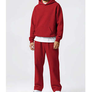 Sudadera con capucha de forro polar rosa para hombre y pantalones jogger, conjunto informal oversize para otoño, de color liso, tejido transpirable con diseño de bolsillos. - Product Image 4