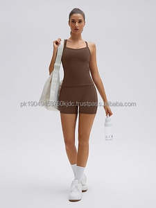 Conjuntos Deportivos de 2 Piezas para Mujer, Shorts de Cintura Alta con Bolsillos, Top Deportivo con Sujetador Incorporado, Cuello en V, Transpirable, Antibacterial - Product Image 5