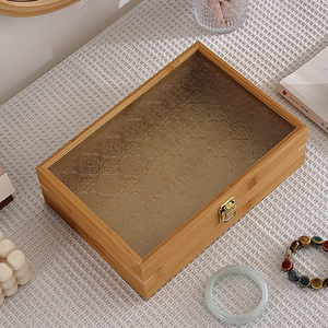 Wooden Jewelry <b>Box</b> Rectangular Storage Case with Lid Metal Clasp Decorative Organizer for <b>Necklace</b> Bracelet <b>Gift</b> Packaging - Product Image 2