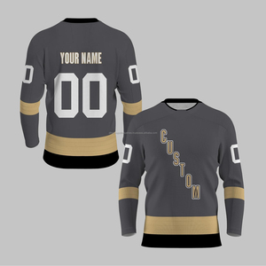 Personalizado de alta calidad 100% poliéster hombres mujeres desgaste de hockey sobre hielo bajo MOQ al por mayor bordado personalizado barato jersey de hockey en blanco - Product Image 3