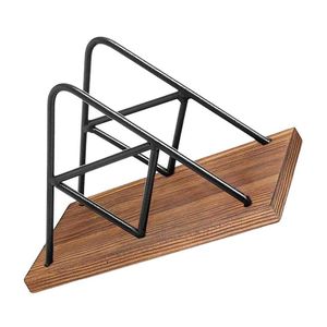 Porte-serviettes portable contemporain en métal et bois avec un design décoratif, idéal pour ajouter du charme à une table à manger traditionnelle - Product Image 1