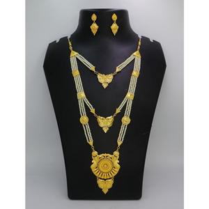 Bijoux antiques indiens plaqué or à la mode en laiton pur bijoux de mariage de mariée indiens ensemble de colliers de haute qualité - Product Image 5