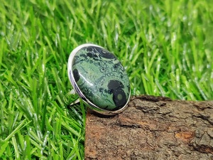 Kambaba Jasper Silver <b>Ring</b>, Handmade Natural Stone <b>Ring</b>, 925 Sterling Silver Gemstone <b>Ring</b>, <b>Boho</b> Vintage Jewelry for Men & Women - Product Image 1
