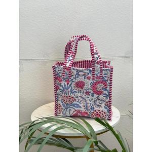 Bolso Tote de Algodón Indio Vintage con Estampado Floral, Bolso de Mano Pequeño Hecho a Mano para Mujer, Bolso de Compras Pequeño Estilo Boho - Product Image 1