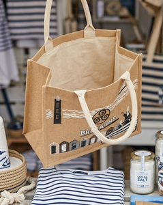 Sac fourre-tout en jute personnalisé de grande qualité, imprimé, naturel, réutilisable, pour les courses, le bureau, les événements commerciaux, la promotion de la marque - Product Image 1