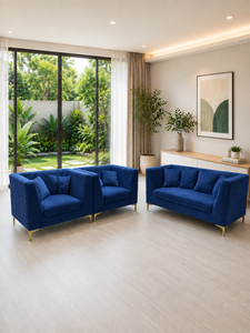 Ensemble de canapés modernes 211 PIRAMID bleu émeraude pour hôtel, salon, appartement, tissu haut de gamme personnalisé, écologique, pieds en acier inoxydable - Product Image 3