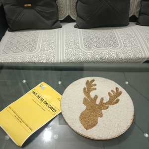 Plateau à perles blanc et marron, motif bois de cerf, rustique, en verre, écologique, multi-usage, réutilisable, de luxe, pour dîner de Noël - Product Image 6