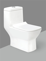 WC monobloc carré moderne en céramique à chasse d'eau par gravité, siphon en S, 3,6 litres, chasse d'eau éco, à poser au sol, cuvette Plasma pour salle de bain