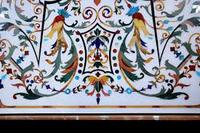 Panneaux muraux de luxe artisanaux modernes en marbre incrusté de motifs floraux, imperméables, ignifuges, anti-moisissures, personnalisés pour intérieur et extérieur, usage commercial