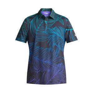 Chemises de golf pour hommes à manches courtes, imprimé floral, polyester/coton, coupe décontractée, respirantes, tricotées, 180g, logo sur le devant - Product Image 5
