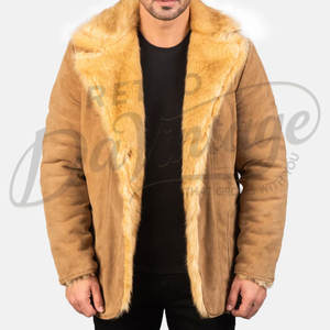Chaqueta de Cuero de Gamuza para Hombre, Forro de Piel Sintética de Lujo, Cuello de Borrego, Abrigo Cálido de Invierno, Prenda Exterior Clásica y a la Moda - Product Image 5