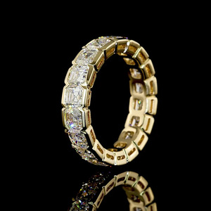 Bague de fiançailles et alliance tendance en diamant taille Asscher cultivé en laboratoire, en or 10K 14K 18K ou en argent 925 935 - Product Image 3