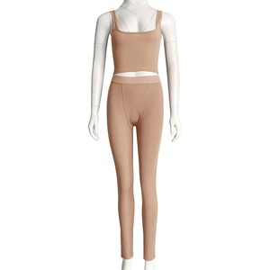 Conjuntos Deportivos de Moda para Mujer, Ropa de Gimnasio Transpirable, Conjunto de 2 Piezas, Shorts con Logotipo Personalizable en la Cintura, OEM - Product Image 3