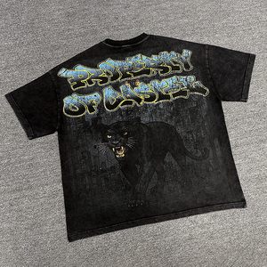 Custom <b>Acid</b> Washed Vintage T Shirt Mens Oversized Streetwear 100 Percent Cotton <b>Drop</b> Shoulder Rhinestone Tee - Product Image 2