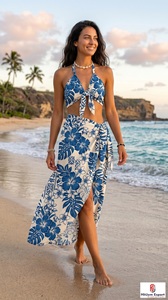 Pareo de Playa Floral Ligero Antiestático con Estampado Personalizado, de Secado Rápido, en Tela de Poliéster, Fabricante OEM ODM para Mujeres y Hombres - Product Image 4