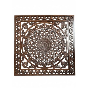 Panneau mural artisanal en bois de Sheesham brun, motif mandala architectural traditionnel, 120x60x8 cm, vente en gros Inde Aqudus Saleem - Product Image 2