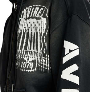 Sweat-shirt à capuche zippé noir pour homme Avirex de haute qualité, en molleton bouclette, style streetwear, avec poches, coupe classique, idéal pour l'automne - Product Image 6