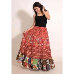 Boho <b>Patchwork</b> Cotton Long <b>Skirt</b> Handmade Indian Maxi <b>Skirt</b> Festival Beach & Casual Wear - Product Image 4