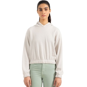 เสื้อมีฮู้ดแบบสวมหัวของผู้หญิงผ้าฝ้าย100% มืออาชีพเสื้อมีฮู้ดแบบเกาหลีคอกลมขนาดพลัสไซส์เสื้อฮู้ดไหล่ตก - Product Image 5