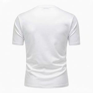เสื้อยืดผู้ชาย 100% ผ้าฝ้าย สีตามสั่ง เสื้อยืดผู้ชายทรงปกติ เนื้อผ้าระบายอากาศ คอกลม แขนสั้น พิมพ์โลโก้ - Product Image 2