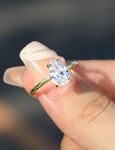 Anillo de Compromiso de Moissanita en Forma de Pera, Plata de Ley 925, Chapado en Oro de 14K, Anillo de Novia Alternativo Cultivado en Laboratorio - Product Image 2