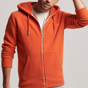 Sudadera con capucha y cremallera para hombre, color naranja, corte regular, tejido French Terry, informal, para otoño - Product Image 1
