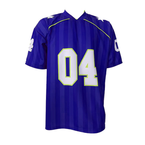 เสื้อเจอร์ซีย์อเมริกันฟุตบอลผู้ชาย สีน้ำเงิน พิมพ์ชื่อผู้เล่น คอวี แขนสั้น ระบายเหงื่อได้ดี ทรงปกติ ใส่ได้ทุกฤดู พิมพ์ลายด้านหน้า - Product Image 1