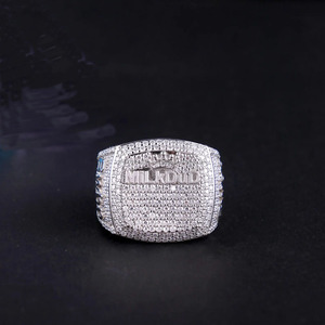 Custom Iced <b>Initial</b> Letter Moissanite Champion Hip Hop Bling <b>Ring</b> for Men's- Birthday Anniversary Gift in 925 Sterling Silver - Product Image 1