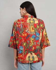 Blusa Casual de Verano para Mujer, 100% Algodón, Transpirable, Ecológica, de Secado Rápido, con Estampado Floral, Cuello Redondo y Botones de Cuerno - Product Image 5