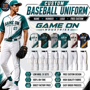 Vêtements de baseball personnalisés directement de l'usine, vêtements de sport pour hommes, maillot de baseball entièrement boutonné avec sublimation et pantalon assorti - Product Image 1