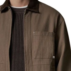 Veste en twill à col contrastant pour hommes et femmes, avec un design élégant, fermeture éclair et tissu de haute qualité en marron - Product Image 3