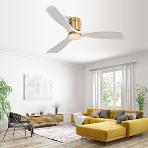 Ventilatore da soffitto in legno massello da 52 pollici a basso profilo con motore DC 3 reversibile silenzioso, telecomando (luce esclusa) - Product Image 6