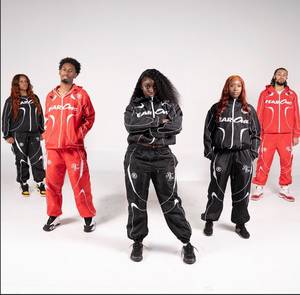 DEAR One Ensemble de survêtement unisexe à capuche avec fermeture éclair intégrale coupe-vent style streetwear noir et rouge 100% coton tenue décontractée d'hiver pour le jogging - Product Image 3