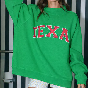 Sweat-shirt oversize pour femme à col montant, imprimé et orné de badges à sequins, style streetwear décontracté, coupe ample, pour l'hiver - Product Image 4