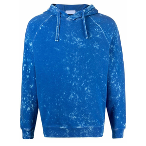 Sudadera con Capucha Azul para Hombre, Lavado Ácido, Manga Raglán, Corte Regular, Informal, para Otoño, Tejido de Felpa Francesa, 100% Algodón - Product Image 4