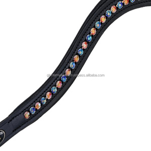 Caballo ecuestre Diamante Jeweled Banda de cejas de cuero genuino Triple capa Cristales de diamantes Gemas Brida Banda de cejas OEM aceptado - Product Image 6