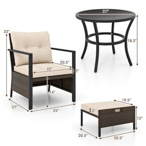 Set di Mobili da Giardino in 5 Pezzi - Divano in Rattan, Tavolino con Vetro Temperato, Sedute Imbottite - Perfetto per Cortile e Terrazza - Product Image 4
