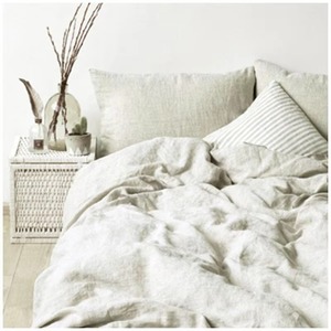 Juego de ropa de cama de lino sólido de 4 piezas, funda nórdica suave y transpirable con fundas de almohada para el hogar, estilo sencillo - Product Image 6