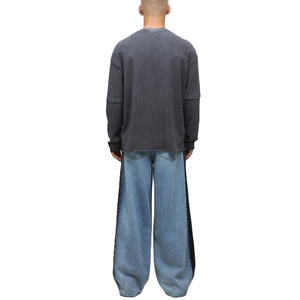 T-shirt Homme Oversize en Coton Lavé 240 GSM, Jersey Simple, Épaules Tombantes, Manches Longues, Style Streetwear, Fournisseur OEM - Product Image 2